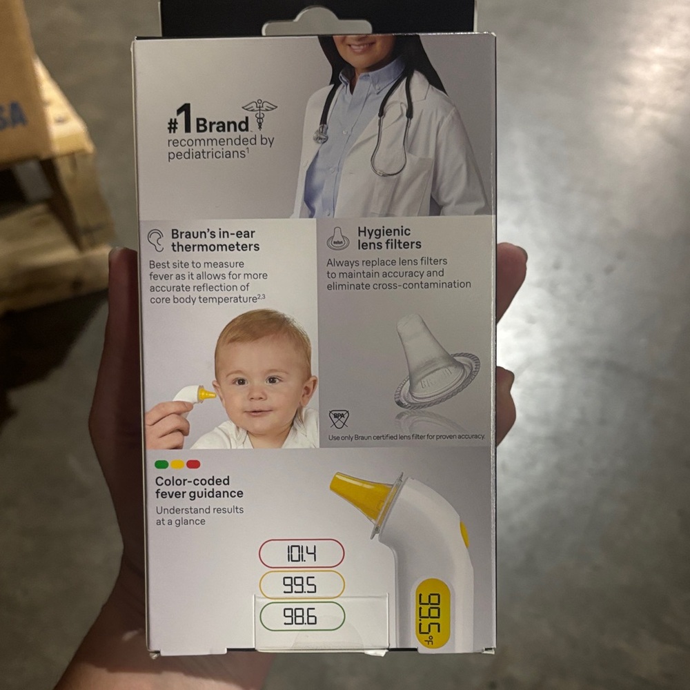 Braun In-Ear Thermometer with Hygienic Lens Filters - White and Yellow